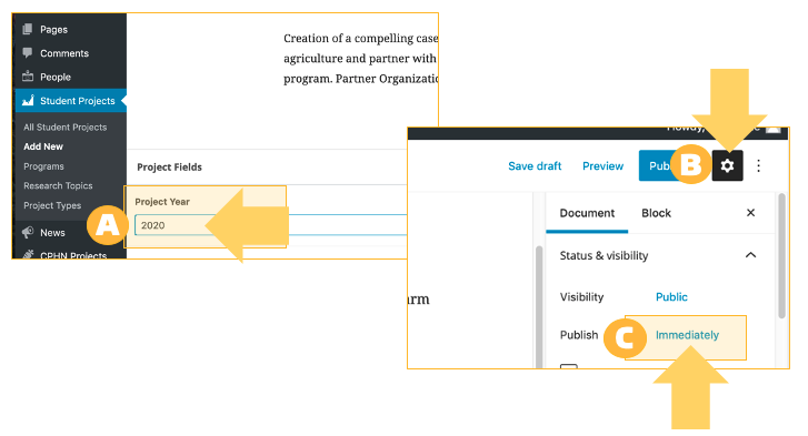 Example of setting student project date