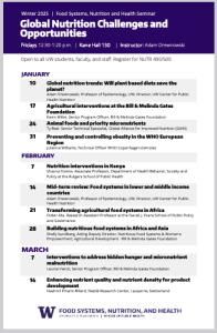 Global Nutrition Challenges and Opportunities speaker schedule preview showing entire document