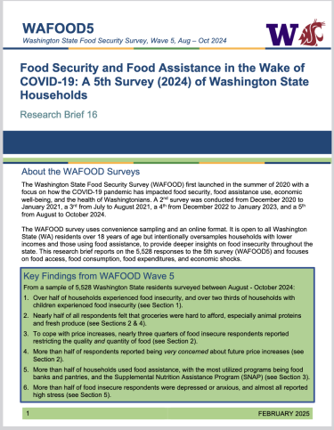 Preview of the first page of the WAFOOD5 Research Brief 16