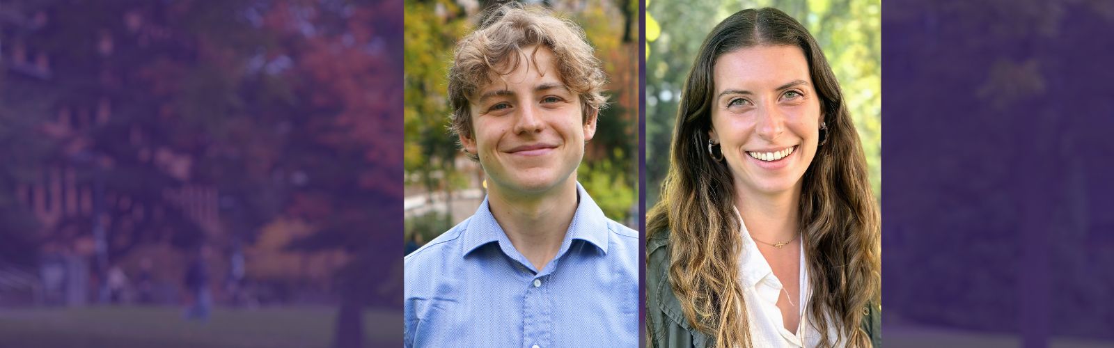 Split screen of two students: Alex Ball and Hannah Sanders