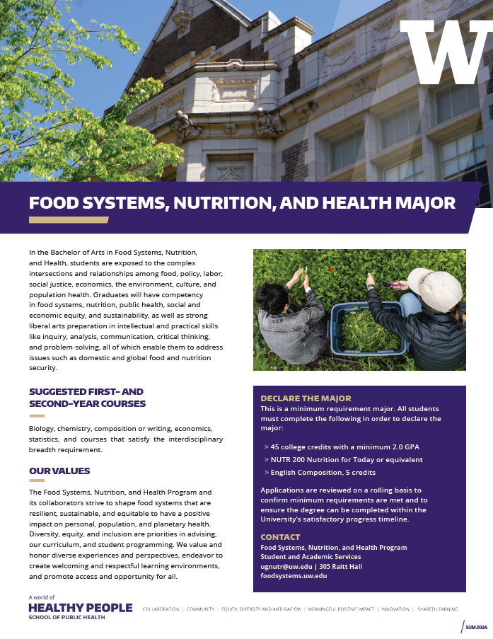 Food Systems, Nutrition, and Health Major Information Sheet (PDF) Image