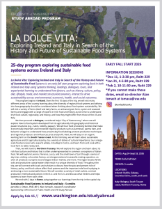 Preview of the La Dolce Vita Study Abroad program flyer for 2025, offered by University of Washington 