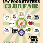 Join us in the Quad for the UW Food Systems Club Fair poster promotion, april 16, 2026 from 12-4p.m.
